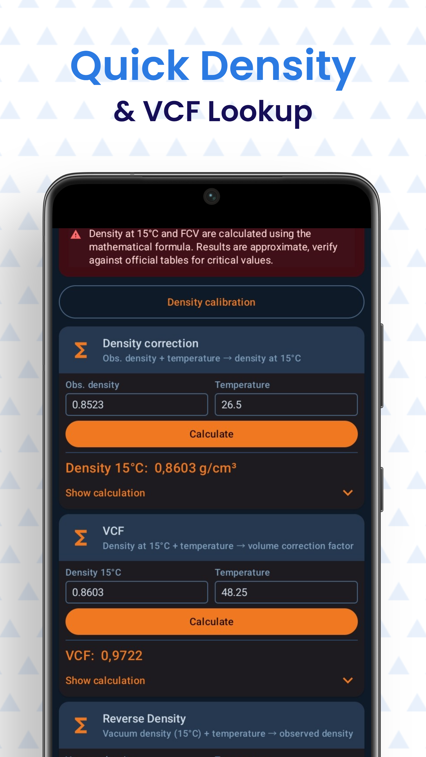 Quick calculation lookups with show-calculation panels